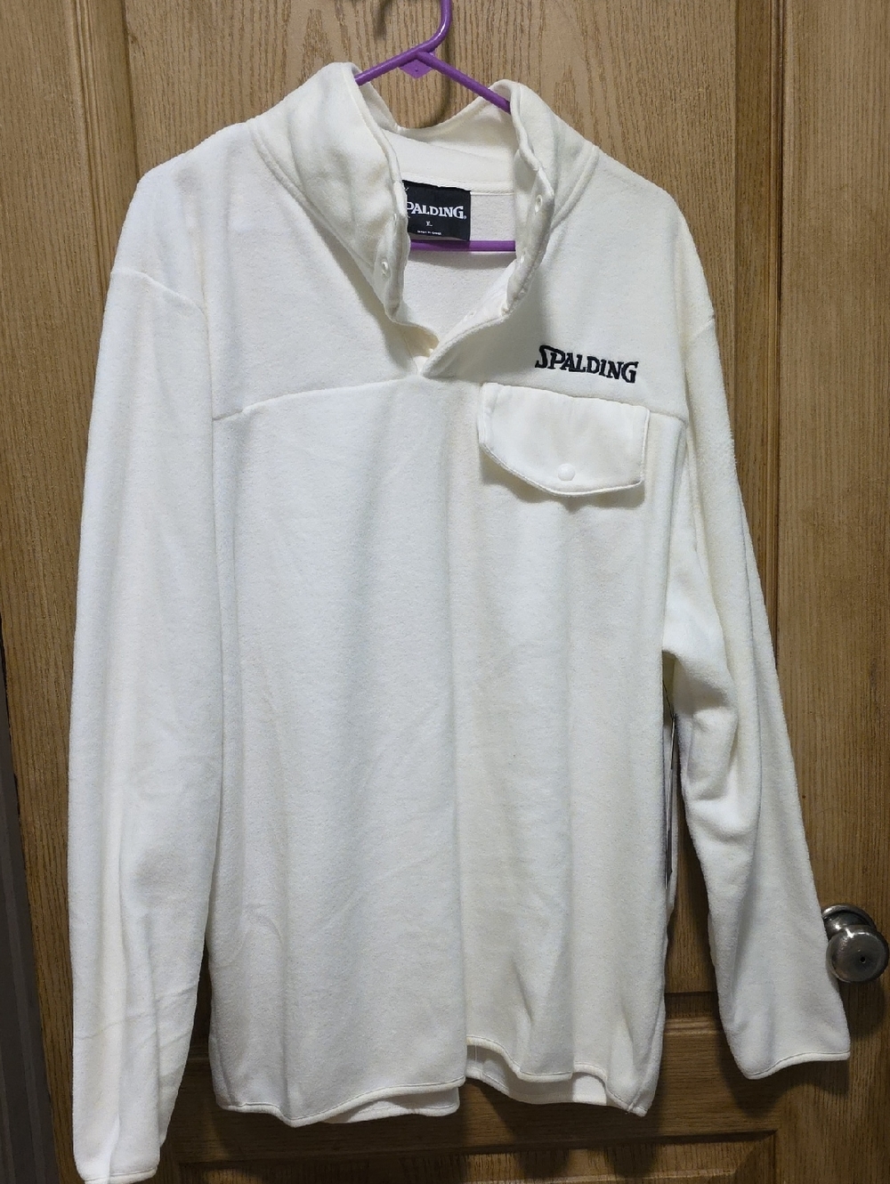 Spalding Men's Off-White Zip Pullover with Chest Pocket